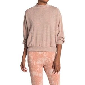 Lush Turtleneck Sweater Beige Knitted Women Size S Pullover Long Sleeve T15624C